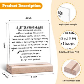 Sympathy Clear Desk Decorative Sign Memorial Gift Loss of Father Mother Brother Baby Bereavement Condolences Plaque for Loss Remembrance Condolence Acrylic Sign With Wooden Stand for Desk Table Shelf