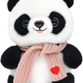 9.8'' Panda Dolls with Love Heart Scarf, Soft Stuffed Plush Animal Toys Plushies Valentines Day Decor Birthday Gifts for Her/Girlfriend Lover Mom Kids - Color: 2