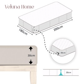 Veluna Home Premium Fitted Sheet 180 x 200 cm - Light Grey - 100% Cotton Fitted Sheet 150 g/m², Oeko-Tex Certified, Jersey Flat Sheet, Fitted Sheet, Mattress Height up to 30 cm