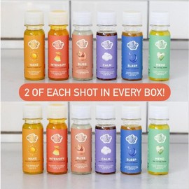 Best Good Buddies Box – 12-Pack Wellness Supplement Shots Featuring 2 Bottles Each of Wake, Intensify, Bliss, Calm, Sleep & Mend for Daily Mood & Support 