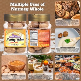 Rani Nutmeg (Jaiphul) Whole Spice, 17-19 Pieces, 3oz (85g) PET Jar ~ All Natural | Vegan | Gluten Friendly | NON-GMO | Kosher | Indian Origin