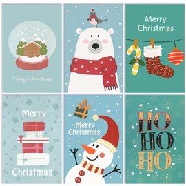 Christmas Holiday Cards with Envelopes and Stickers, Cofullsky Boxed Christmas Cards for Kids Family Friends 4" X 6" Happy Holiday Cards Bulk Merry Christmas Greeting Cards Cute Pack of 18