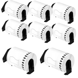 8 Roll Continuous Length Paper Tape Replacement for Brother DK-2243 4" x 100' 101mm x 30.4m Black on White, Compatible with Brother QL Label Printers Labels, Shipping Labels, Barcode Labels