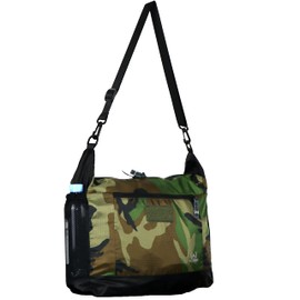 Kidon Running Messenger Bag, Light Shoulder Bag for Men & Women, Waterproof Pu-Coated Polyester Ripstop Fabric, Usable in two Sizes and Colors Reversibly (Woodland)