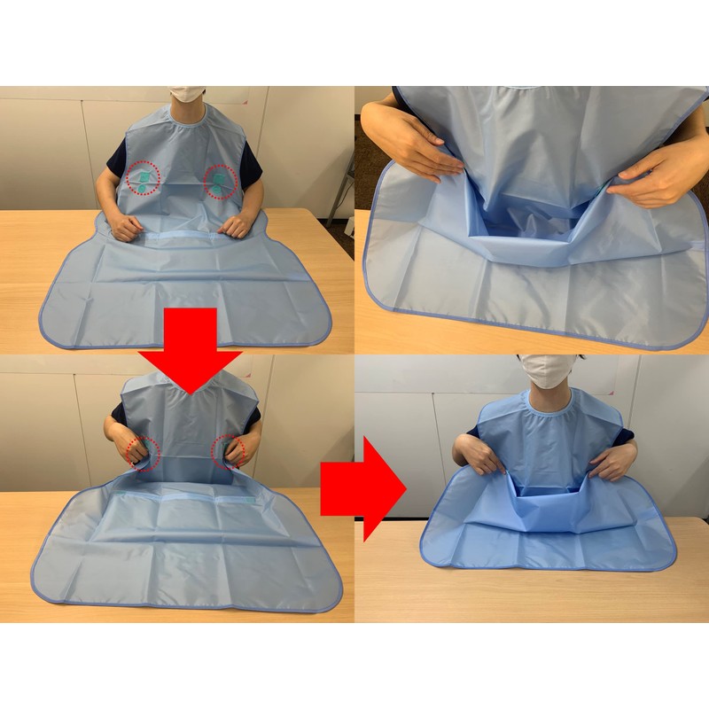 ハビナース 簡単ポケット こぼさない食事エプロン ブルー