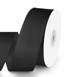 KMER LIFE 1-1/2" Wide x 50 Yards Black Single Faced Polyester Satin Ribbon, Black Satin Ribbon Perfect for Wedding Decor, Wreath, Crafts, Gift Wrapping & Other Projects (Black)