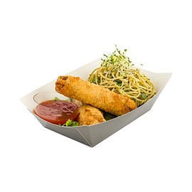 Restaurantware Bio Tek 1 Pound Food Boats 50 Disposable Paper Food Trays - Heavy-Duty Greaseproof Gray Paper Food Boats For Snacks Appetizers Or Treats Use At Parties Or Carnivals