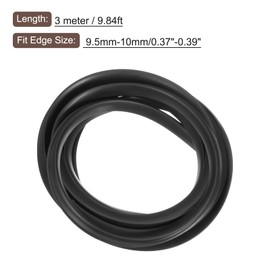sourcing map sourcing map U Channel Edge Trim, 9.8ft Length Rubber Guard Seal Strip Edge Protector Flat Type Fit for 9.5-10mm Edge, (35/64" W x 15/32" H) Black