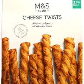 M&S Food Cheese Twist All Butter Puff Pastry with Gruyere Cheese -2 Pack in a Premier Life Store Box