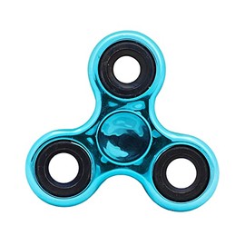 Toyland® Fidget Hand Spinner - Stress and Anxiety Relief (Metallic Turquoise & Black Rings)