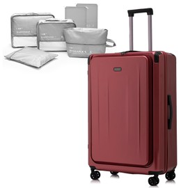 LOUIS KAISER Premium 29 Inch Luggage, Top Opening Aluminum Frame Airline Approved ABS+PC Hard Shell Suitcases with Silent Wheels, TSA Lock, Front Pocket and Wet-dry Separated Six-piece set