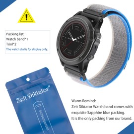 Zeit Diktator Watch Bands Compatible With Garmin Fenix 8 47mm/ 7 6 Pro 5 plus S70 S60 S62 Forerunner 965 955 945 935,Hook&Loop 22mm Quickfit Instinct 2 Descent G1 Epix Pro Nylon Watchband For Men