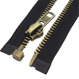 MebuZip #8 24 Inch Antique Brass Teeth Separating Jacket Zipper Right Handed Zipper Heavy Duty Metal Zippers for Men's Jackets Coats Sewing (24" RH)