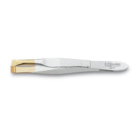 3 Claveles 12242 Hair Removal Tweezers, Broad Nib Pen – Gold 8 cm
