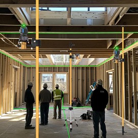 laser level pole with an electric rotating base 13.8 foot/4.2M laser pole mount with47.24 inch tripod 1/4 and 5/8 interfaces are universal Bottom with telescopic rod