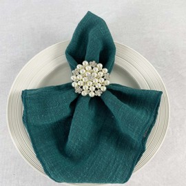 EH Linen Servilletas de tela gruesa de gasa, paquete de 6 servilletas de 16 x 16 pulgadas, 100% algodón suave natural, bodas, fiestas, uso diario, servilletas de lino a granel (verde oscuro, paquete de 6)