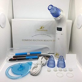 Best Blackhead Remover Vacuum Pore/Acne Cleaner Comedo Suction, LED display, USB rechargable with Bonus Blackhead Tweezer Set and Silicone Face Brush