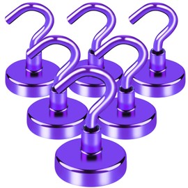 LOVIMAG Cruise Essentials Must Haves, 40Lbs Purple Cruise Magnets, Strong Magnetic Hooks for Hanging Cruise Lanyard, Fridge, Ceiling, 6 Pack