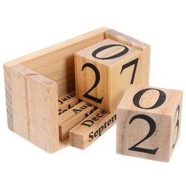 Operitacx Unique Wood Calendar Blocks Decorative Table Calendar Rotatable Month Home Decor Yearly Use