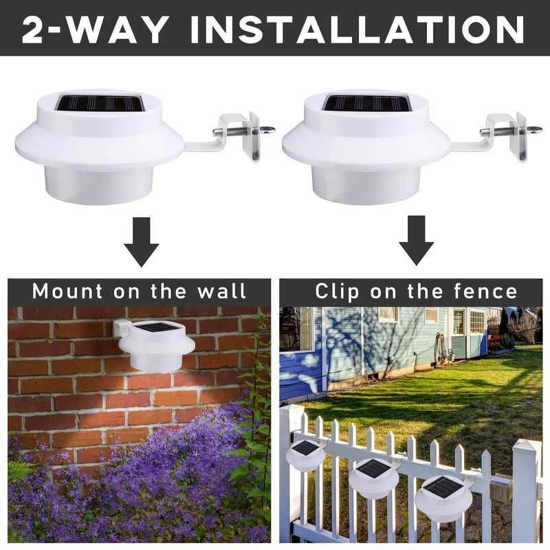 16 Pcs Solar Powered LED Gutter Lights 3 LED Deck