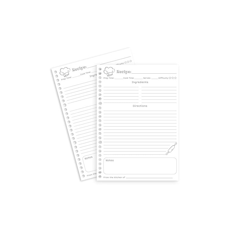 Lubudingjoy Blank Recipe Pages for Removable Blank Recipe Book, 140