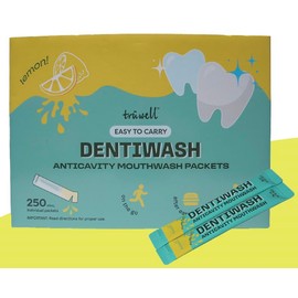 Dentiwash Mouthwash Alcohol Free, Surfactant Free, Preservative Free, Artificial Dye Free, Prevents Cavities, Gingivitis, Bad Breath, Lemon 250 Sticks (0.37 Fl Oz (Pack of 250))
