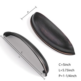 CABDM 2 Pack 5" Drawer Pulls Oil Rubbed Bronze Cabinet Cup Pulls Kitchen Hardware Cabinet Handles Drawer Handles Knobs 5 inch (128mm) Center to Center