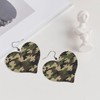 Camo Earrings For Women Army Green Camouflage Faux Leather Lightweight