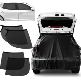 Yahenda 5 Pcs Car Camping Tailgate Shade and Car Window Shades Set Car Camping Net Screen for Windows Stretchy Front Rear Window Sun Shade Breathable Stretch Car Window Screen (L)