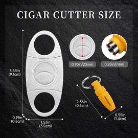 CLZOONG Cigar Punch with Stainless Steel Cigar Cutter,Cigar Drill Fit for Most Sizes Cigars, Portable Cigar Accessory for Indoors and Outdoors (Silver+Black)