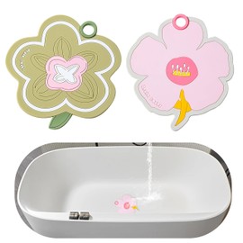 (2 pieces) Flower-shaped silicone bathtub drainage cover - bathtub plug drainage plug, bathtub drainage plug, suitable for bathroom, children's bathroom necessities, children's bathtub accessories (2)