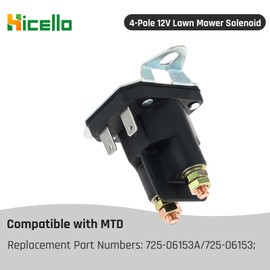 Hicello 4-Pole 12V Lawn Mower Solenoid Compatible with MTD 725-06153A | Starter Solenoid Relay for ATVs Snowmobiles Lawn Tractor Fits for Troy-Bilt Fits for Cub Cadet