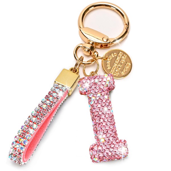 Initial Letter Keychain for Women Girls, Bling cute KeyChain for