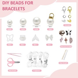 White Beads Set, Bracelets Make Your Own Beads for Threading, White Beads, Bracelet Set, Make Yourself Gifts for Girls, Bracelets, Charm Kit for DIY Bracelet, Jewellery Making (DIY Set 2)