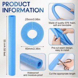 Pangda 3 Pack Pool Noodles 55 Inch Foam Noodles Swim Clamp Jumbo Hollow Foam Large Pre Slit Clamp Protection for Swimming Floating Craft Projects Padding Bumper(Blue)