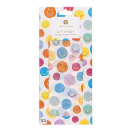 Talking Tables 4 x Fogli di carta velina per regali 70x50cm Fogli di faccine sorridenti colorate per bambini Compleanno Decorazione fai da te Riciclabile Ecologico
