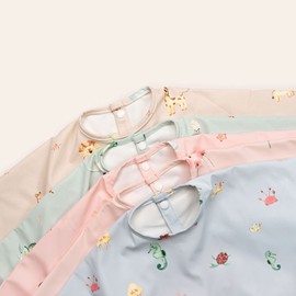 J.Børn Baby Feeding Bibs with Sleeves | Hand-Painted Designs | Waterproof Baby Weaning Bib | Kids Coverall Bibs for Feeding | Long Sleeve Bibs for Toddlers | 6 Months+ (Safari)