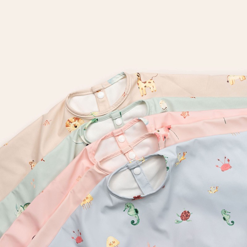 J.Børn Baby Feeding Bibs with Sleeves | Hand-Painted Designs |