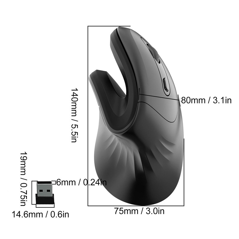 Wireless Vertical Mouse Ergonomic 6 Buttons 800 1200 2400 3200
