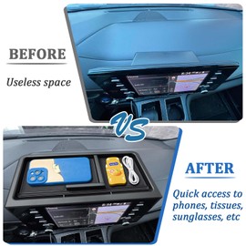 TOPINSTALL 21-24 New Dash Tray Compatible with 2021-2024 Toyota Sienna Interior Accessories, Dashboard Hidden Storage Organizer Behind Screen Tissue Sunglasses Phone Holder (Not for 2025)