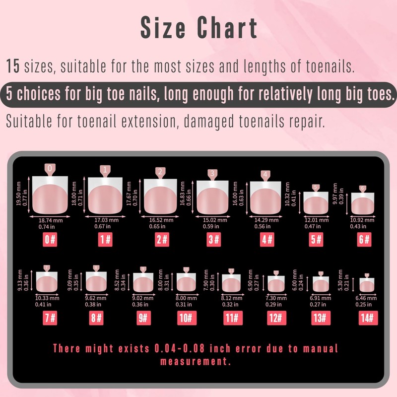 NOVO OVO Sharp Square Toenails for Gluing, Baby Pink Artificial