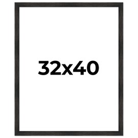 32x40 Frame Black Barnwood Picture Frame - Modern Photo Frame Includes UV Acrylic Shatter Guard Front, Acid Free Foam Backing Board, Hanging Hardware Wood Wall Frames for Family Photos - no Mat