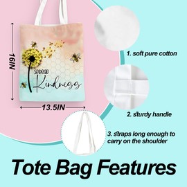 Inspirational Bee Canvas Tote Bag for Women, Motivational Bee Gifts Friendship Christmas Birthday Bee Themed Gifts for Girls Bee Lovers Mom Grandma, Cute Tote Bag Travel Beach Reusable Grocery Bags