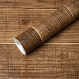 Hopeak Faux Wood Wallpaper Peel and Stick Self-Adhesive Vinyl Decorative Wallpaper Removable 17.5 x 118 Inches Dark Brown