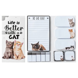 TirEurt 550 Sheets Cat Sticky Notes Set Life is Better with a Cat Self-Stick Notes Pads Cartoon Animal Bundle Writing Memo Pads Page Marker Office School Supplies Gift for Studen Teacher