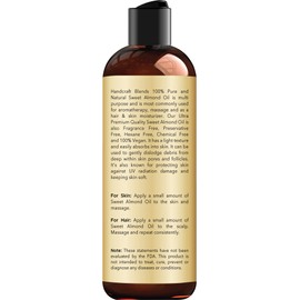 Handcraft Blends Handcraft Blends Sweet Almond Oil - 8 Fl Oz - 100% Pure and Natural - Premium Grade Carrier Oil for Skin and Hair - Hair and Body - Massage - Hexane-Free