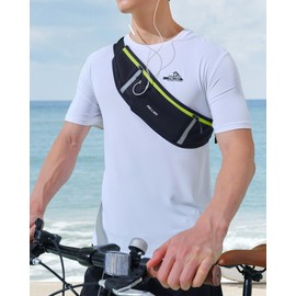 PELLIOT Running Belt for Women Men Slim Fanny Pack Phone Money Waist Pack Belt Bag for Hiking Cycling Exercise Running Black Neon Green