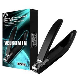 Long Handle Nail Clippers for Seniors – 5.15" Non-Slip Grip, Ultra-Sharp Curved Blade with Nail Catcher, Arthritis-Friendly Heavy-Duty Cutters for Men/Women, 18-Month Warranty