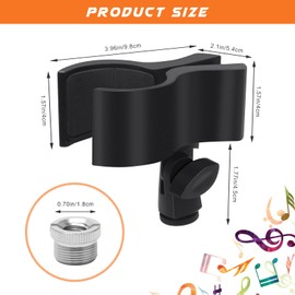 Adjustable Microphone Holder Clip, 4 Pcs Plastic Spring Mic Clip, Microphone Stand Outer Diameter Between 32mm to 60mm with 1pcs 5/8" to 3/8" Screw Adapter, Black (4)