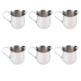 Stainless Steel Bell Shaped Creamer Jugs, Pitchers for Pouring Cream & Milk, Set of 6, 3oz Capacity, Mini Jugs for Coffee, Milk, Sauces etc
